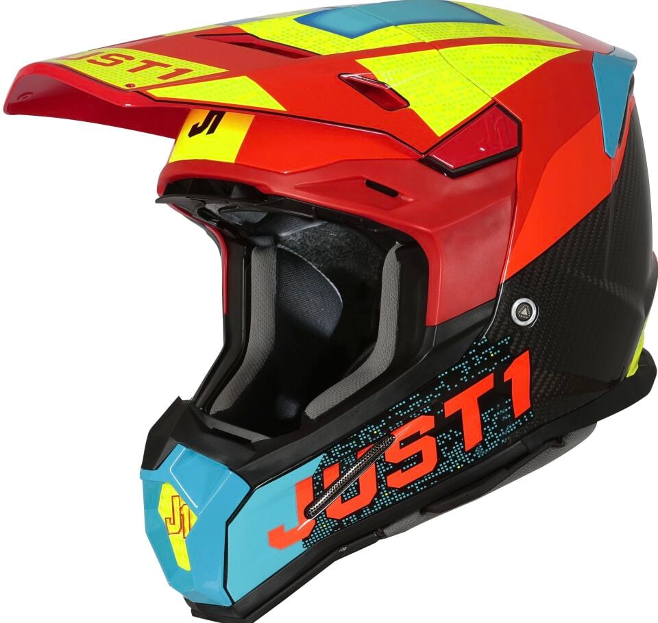 JUST1 J22 ADRENALİNE RED BLUE YELLOW KARBON KASK