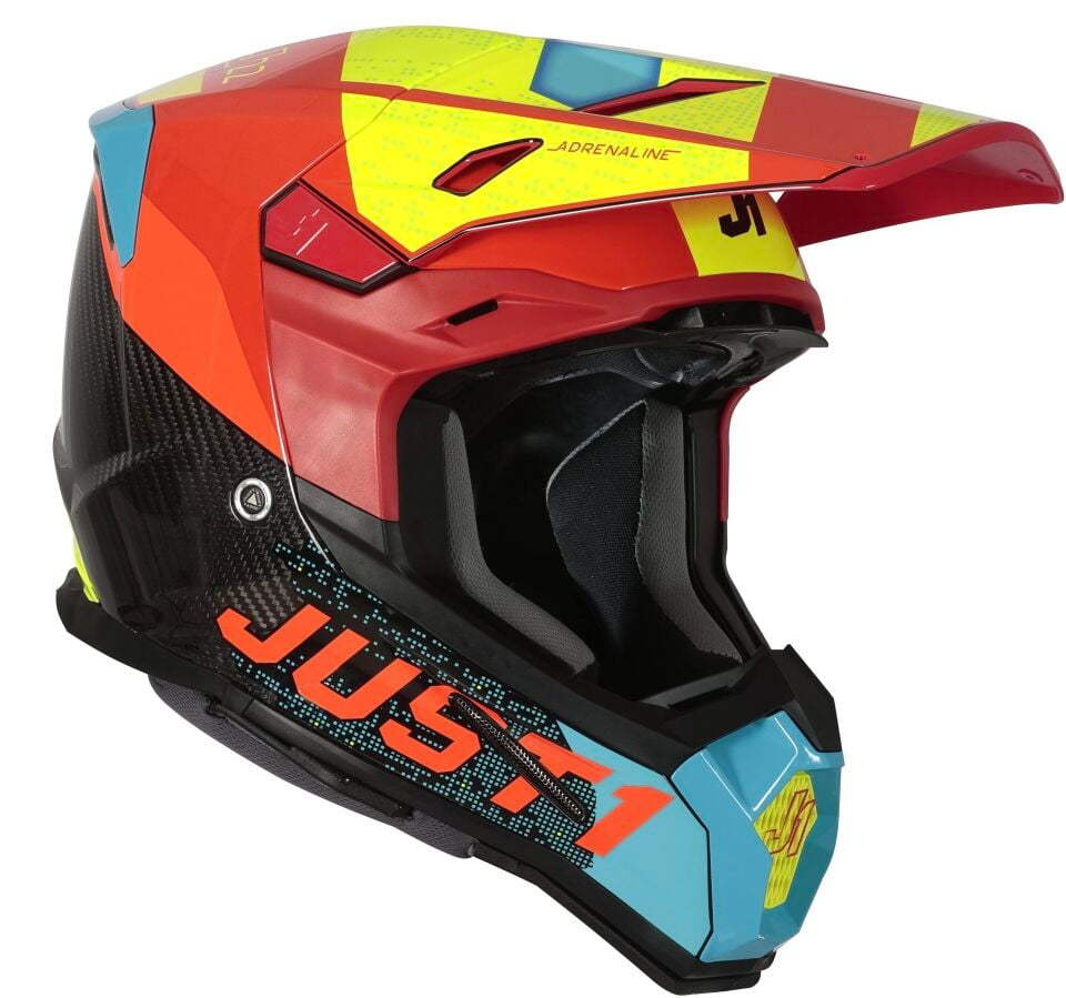 JUST1 J22 ADRENALİNE RED BLUE YELLOW KARBON KASK