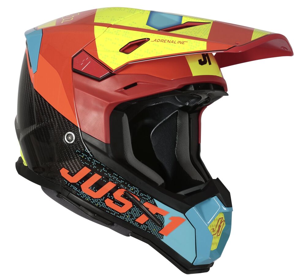 JUST1 J22 ADRENALİNE RED BLUE YELLOW KARBON KASK