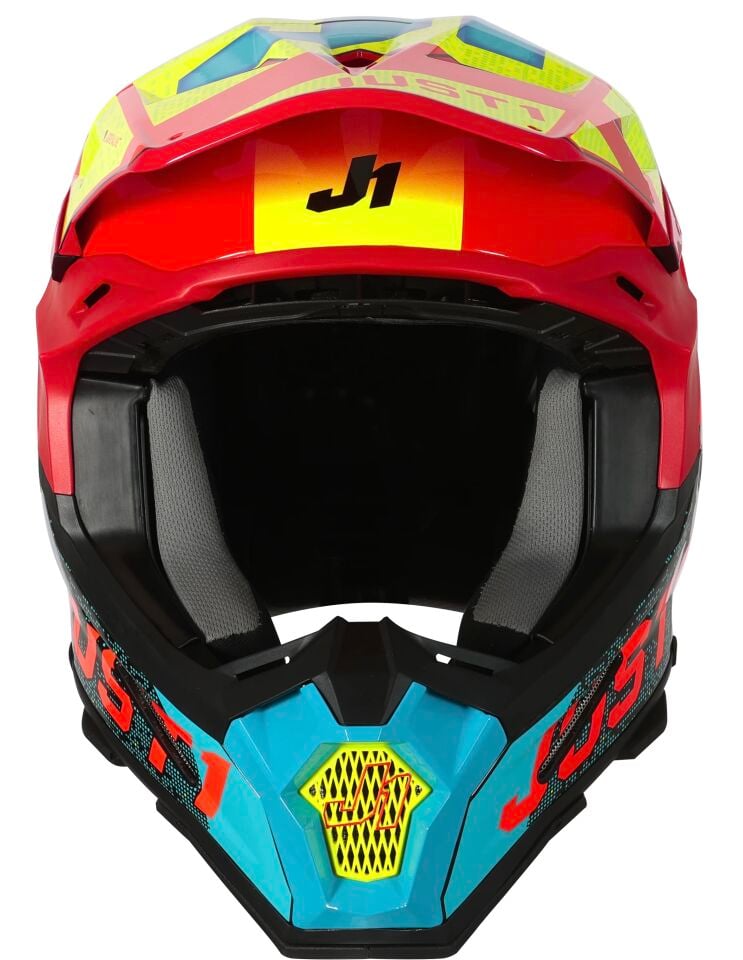 JUST1 J22 ADRENALİNE RED BLUE YELLOW KARBON KASK