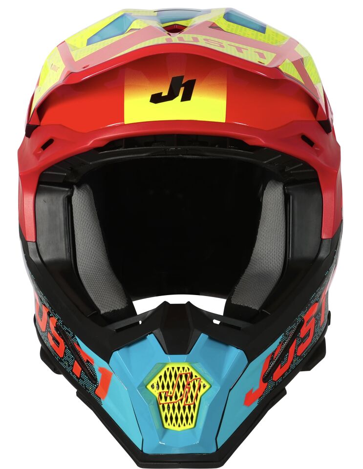 JUST1 J22 ADRENALİNE RED BLUE YELLOW KARBON KASK