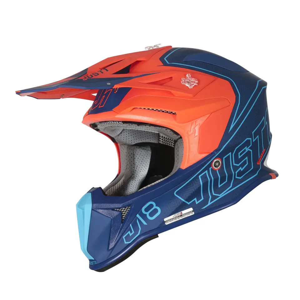 JUST1 J18 MİPS VERTİGO BLUE WHİTE FLUO ORANGE FİBERGLAS KASK