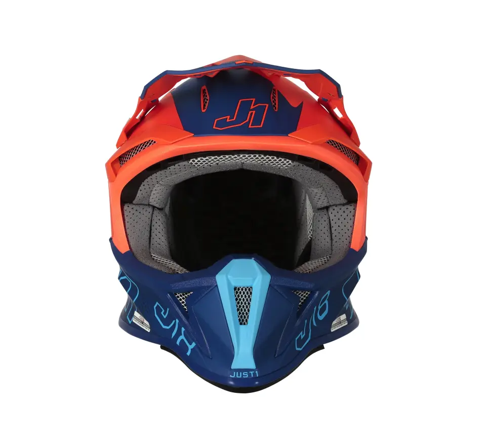 JUST1 J18 MİPS VERTİGO BLUE WHİTE FLUO ORANGE FİBERGLAS KASK