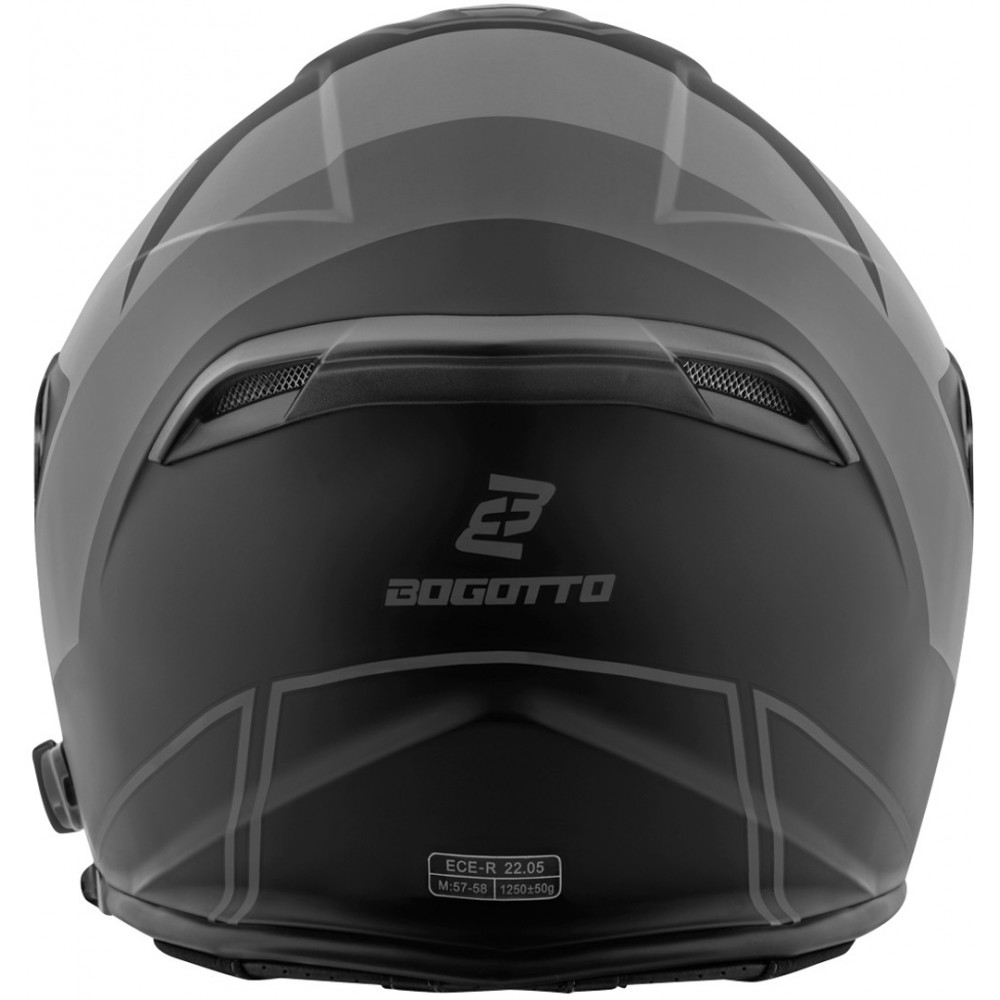 BOGOTTO V271 BT Zabu Casco pieghevole Bluetooth (nero opaco/grigio, L
